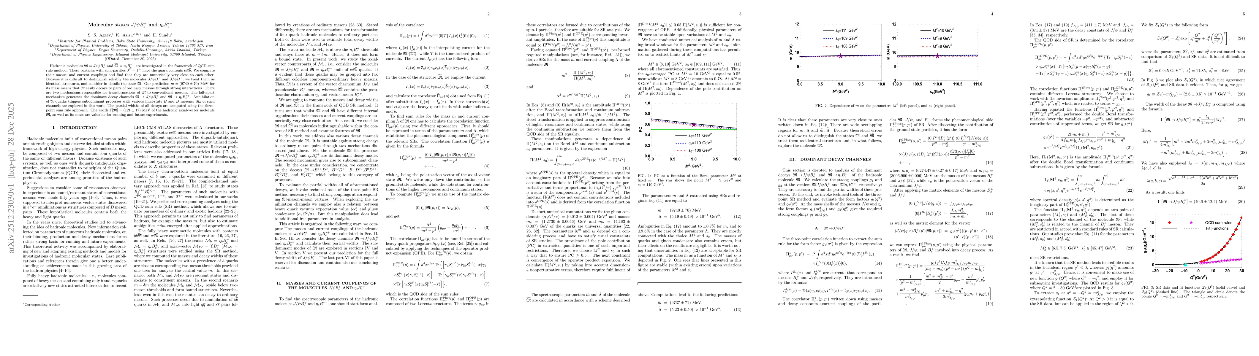 Thumbnail for Molecular states $J/ψB_{c}^{+}$ and $η_{c}B_{c}^{\ast +} $
