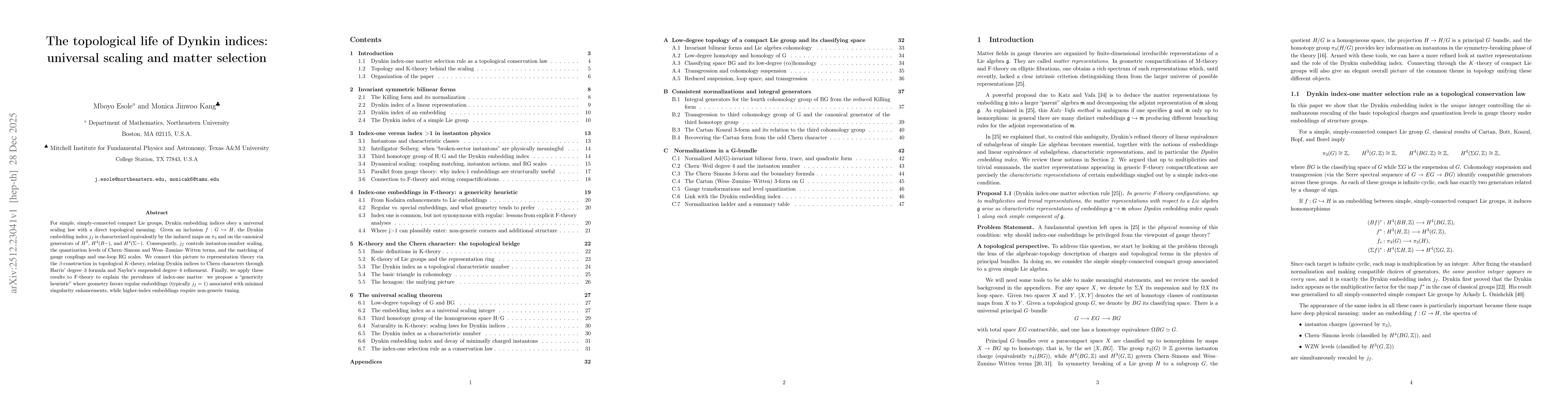 Thumbnail for The topological life of Dynkin indices: universal scaling and matter selection