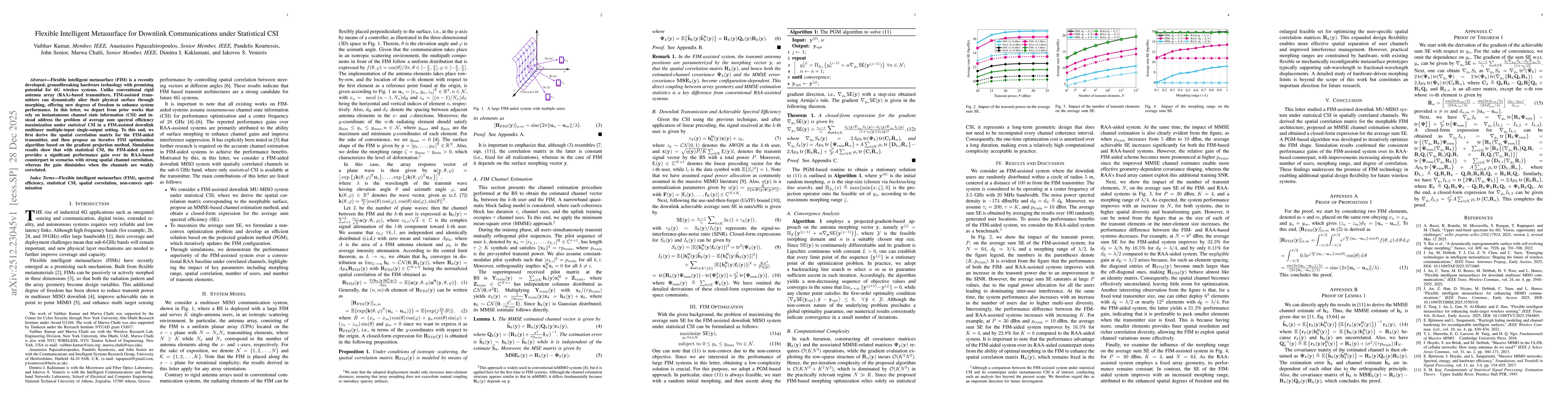 Thumbnail for Flexible Intelligent Metasurface for Downlink Communications under Statistical CSI