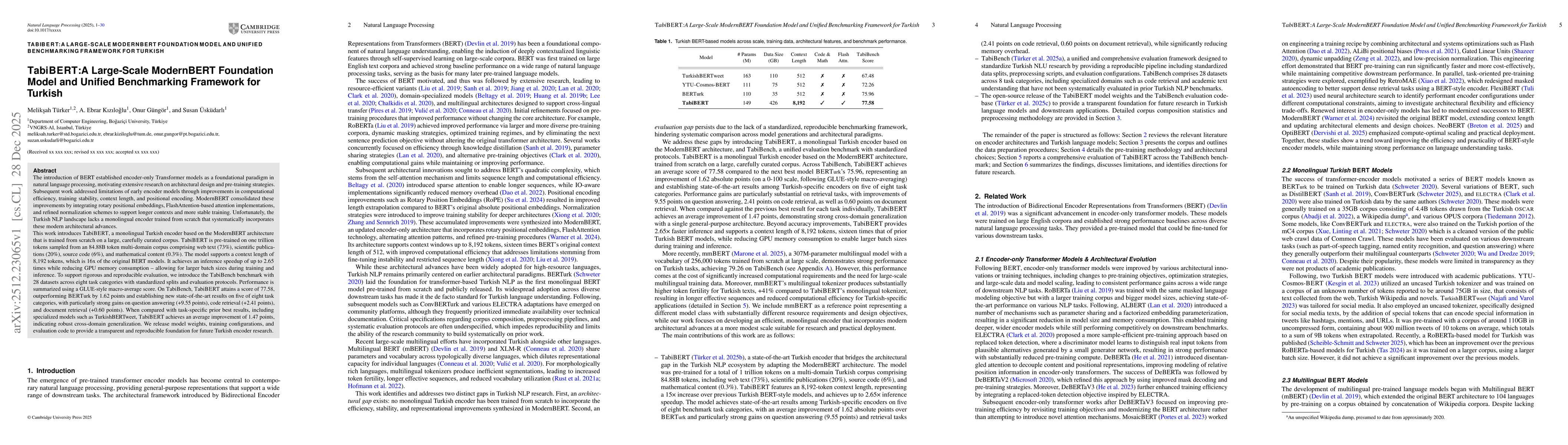 Thumbnail for TabiBERT: A Large-Scale ModernBERT Foundation Model and Unified Benchmarking Framework for Turkish