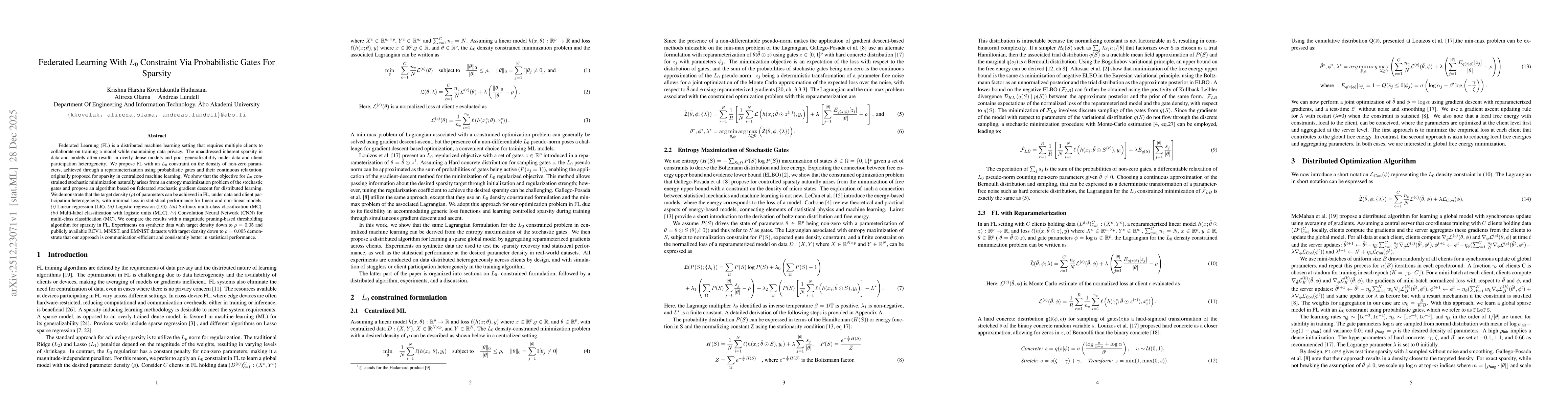 Thumbnail for Federated Learning With L0 Constraint Via Probabilistic Gates For Sparsity