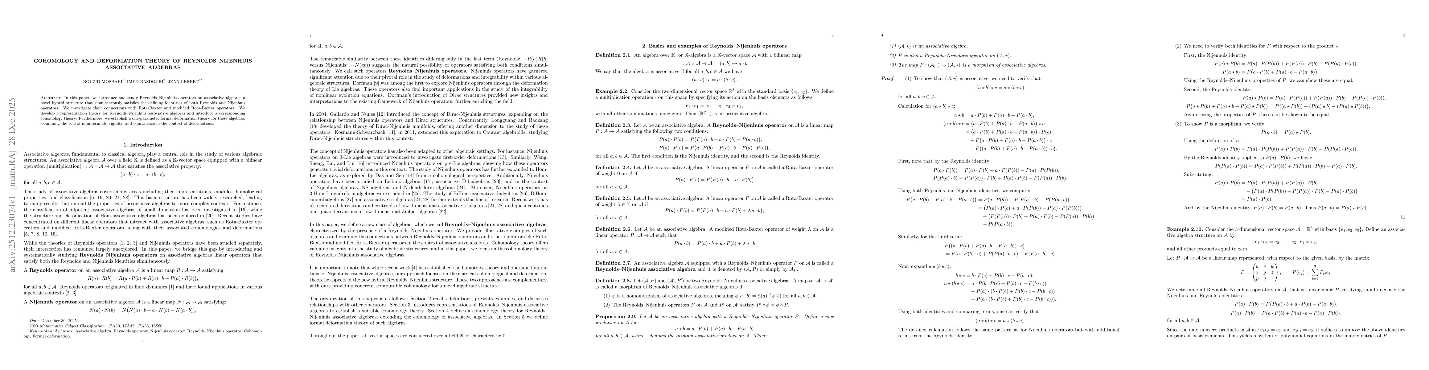 Thumbnail for Cohomology and deformation theory of Reynolds--Nijenhuis associative algebras