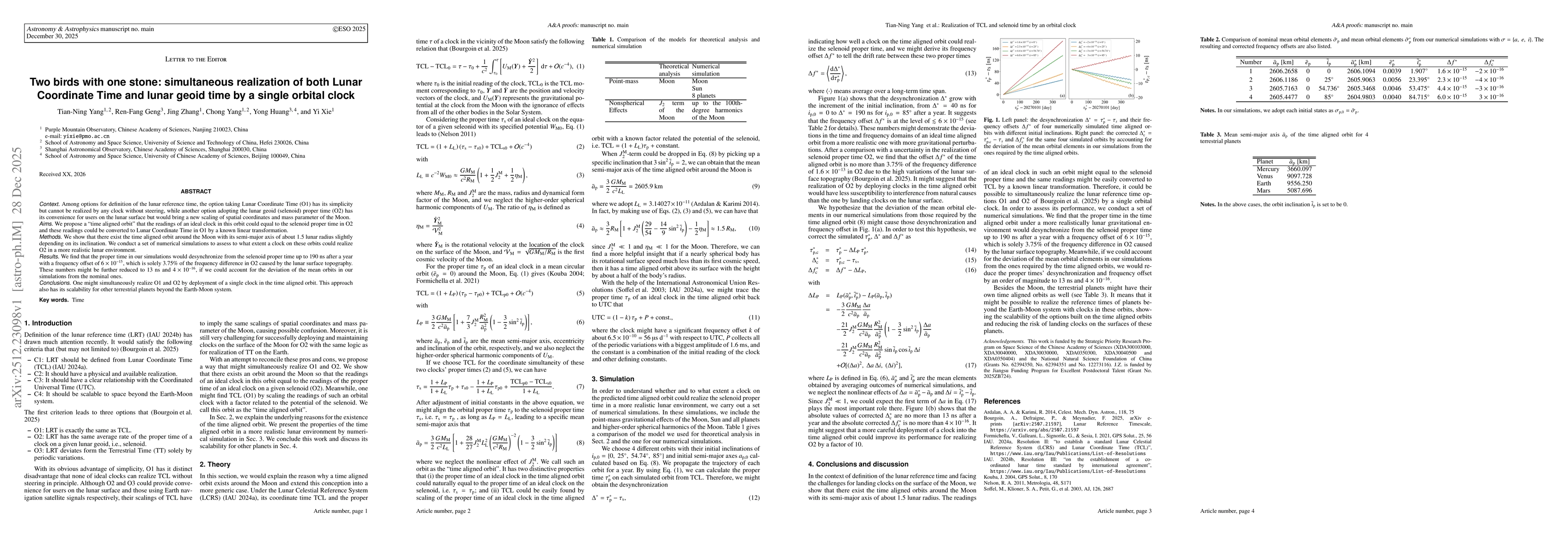 Thumbnail for Two birds with one stone: simultaneous realization of both Lunar Coordinate Time and lunar geoid time by a single orbital clock
