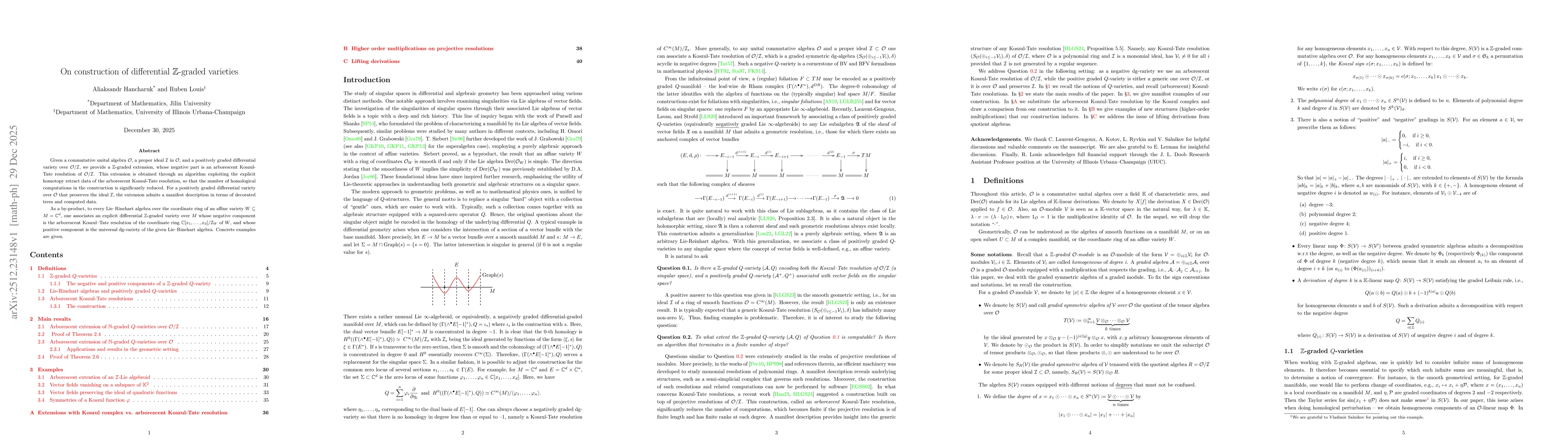 Thumbnail for On construction of differential $\mathbb Z$-graded varieties