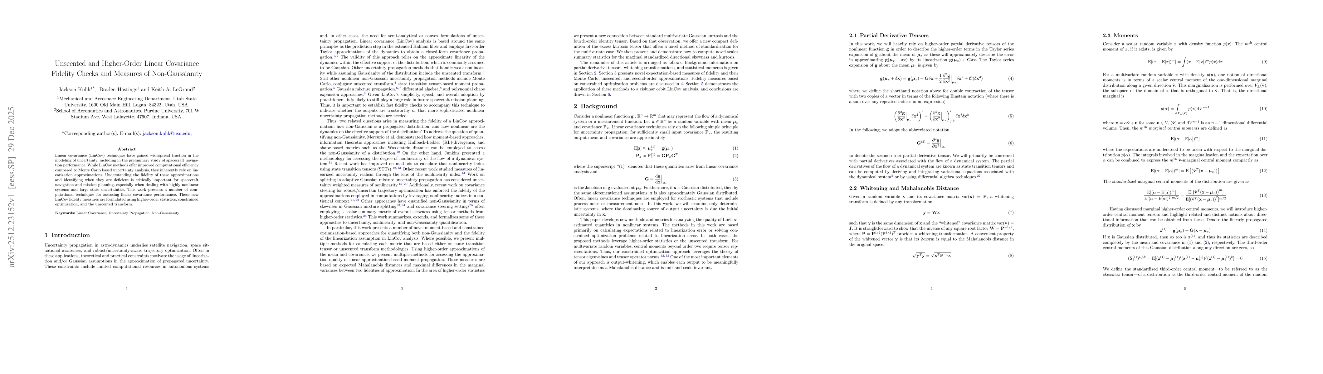 Thumbnail for Unscented and Higher-Order Linear Covariance Fidelity Checks and Measures of Non-Gaussianity