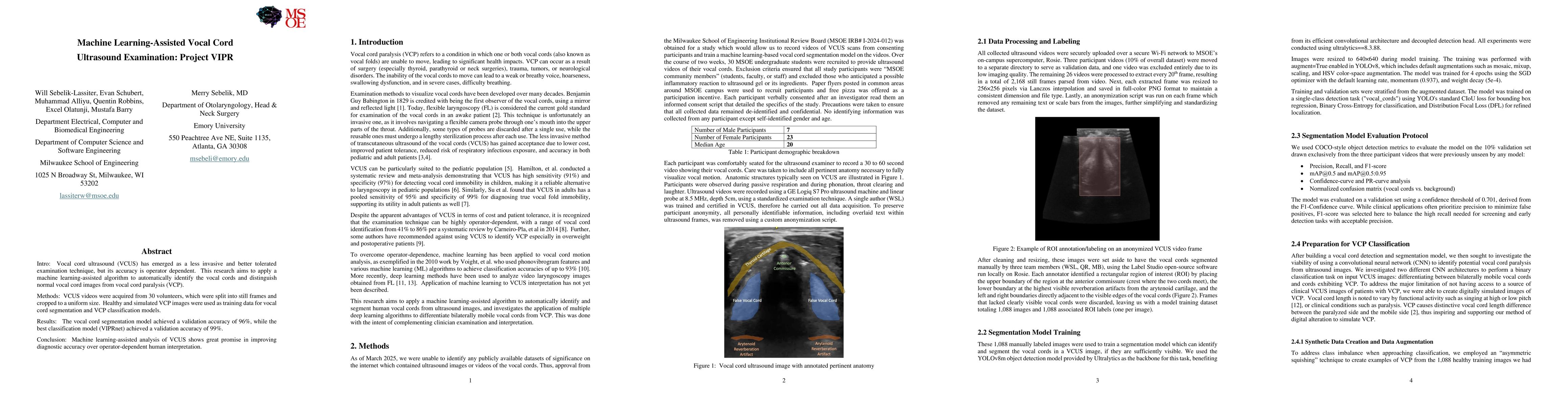 Thumbnail for Machine Learning-Assisted Vocal Cord Ultrasound Examination: Project VIPR