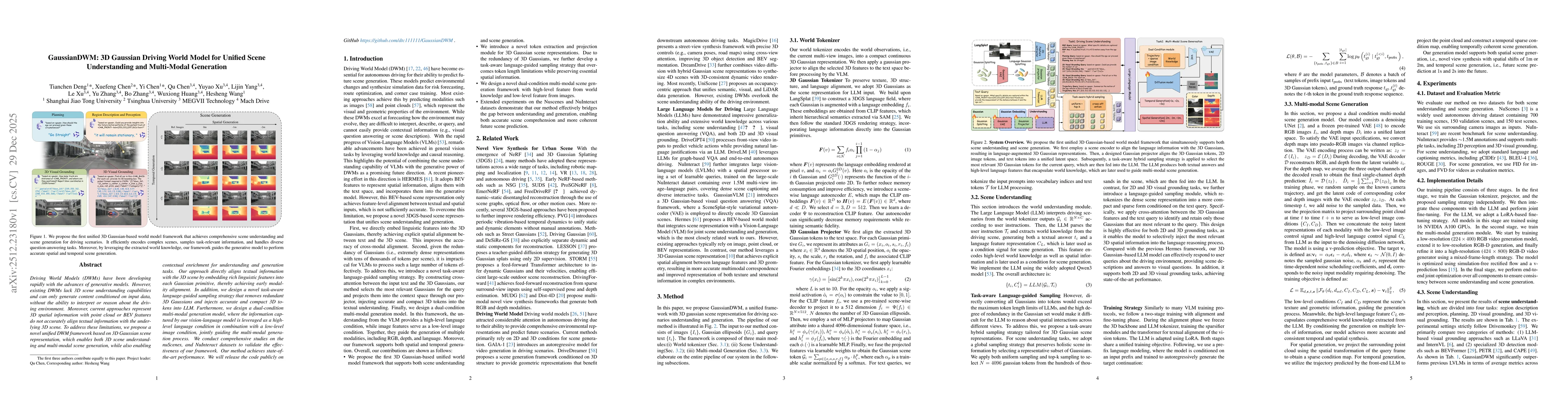 Thumbnail for GaussianDWM: 3D Gaussian Driving World Model for Unified Scene Understanding and Multi-Modal Generation