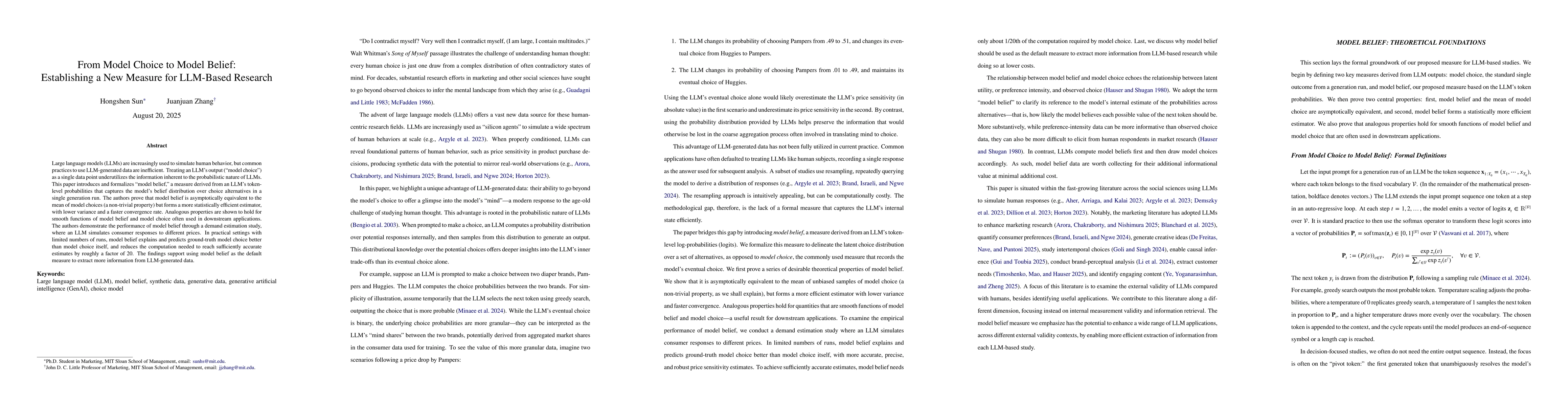 Thumbnail for From Model Choice to Model Belief: Establishing a New Measure for LLM-Based Research