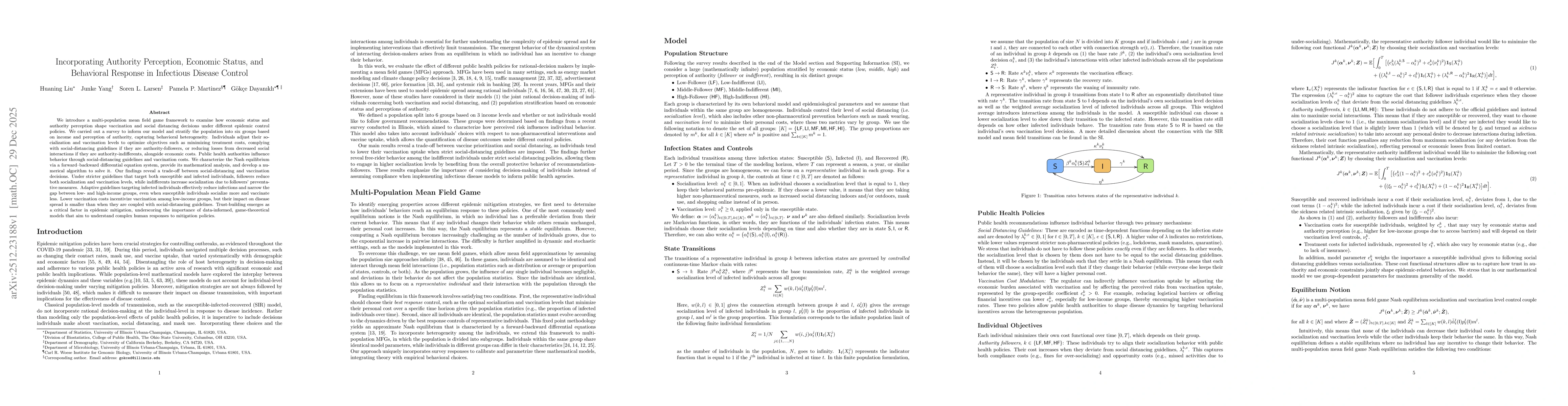Thumbnail for Incorporating Authority Perception, Economic Status, and Behavioral Response in Infectious Disease Control