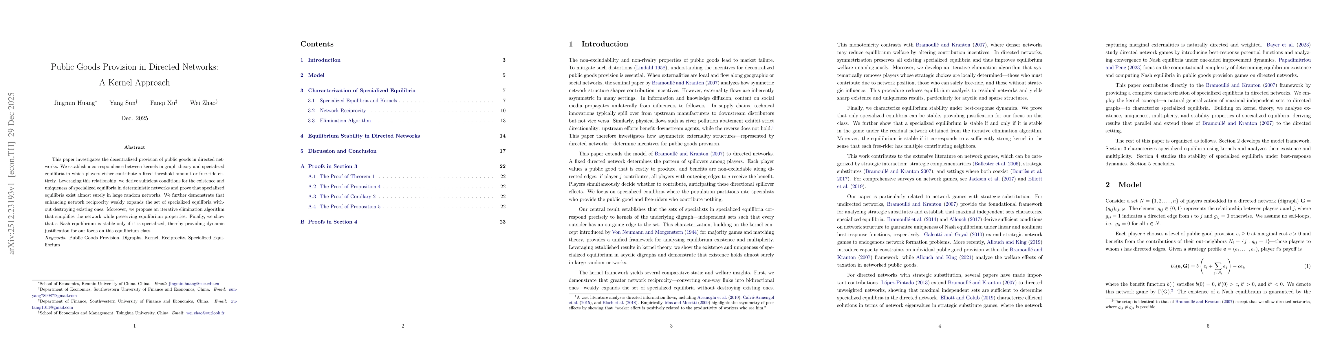 Thumbnail for Public Goods Provision in Directed Networks: A Kernel Approach