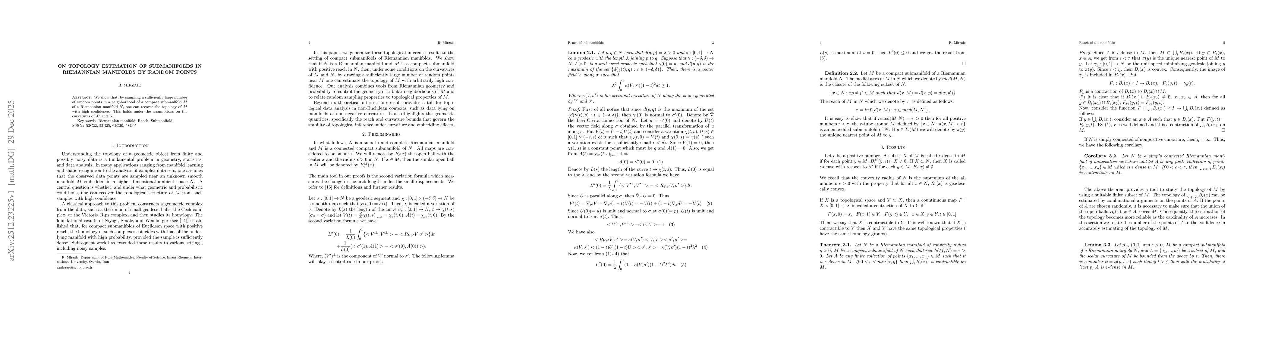 Thumbnail for On topology estimation of submanifolds in Riemannian manifolds by random points