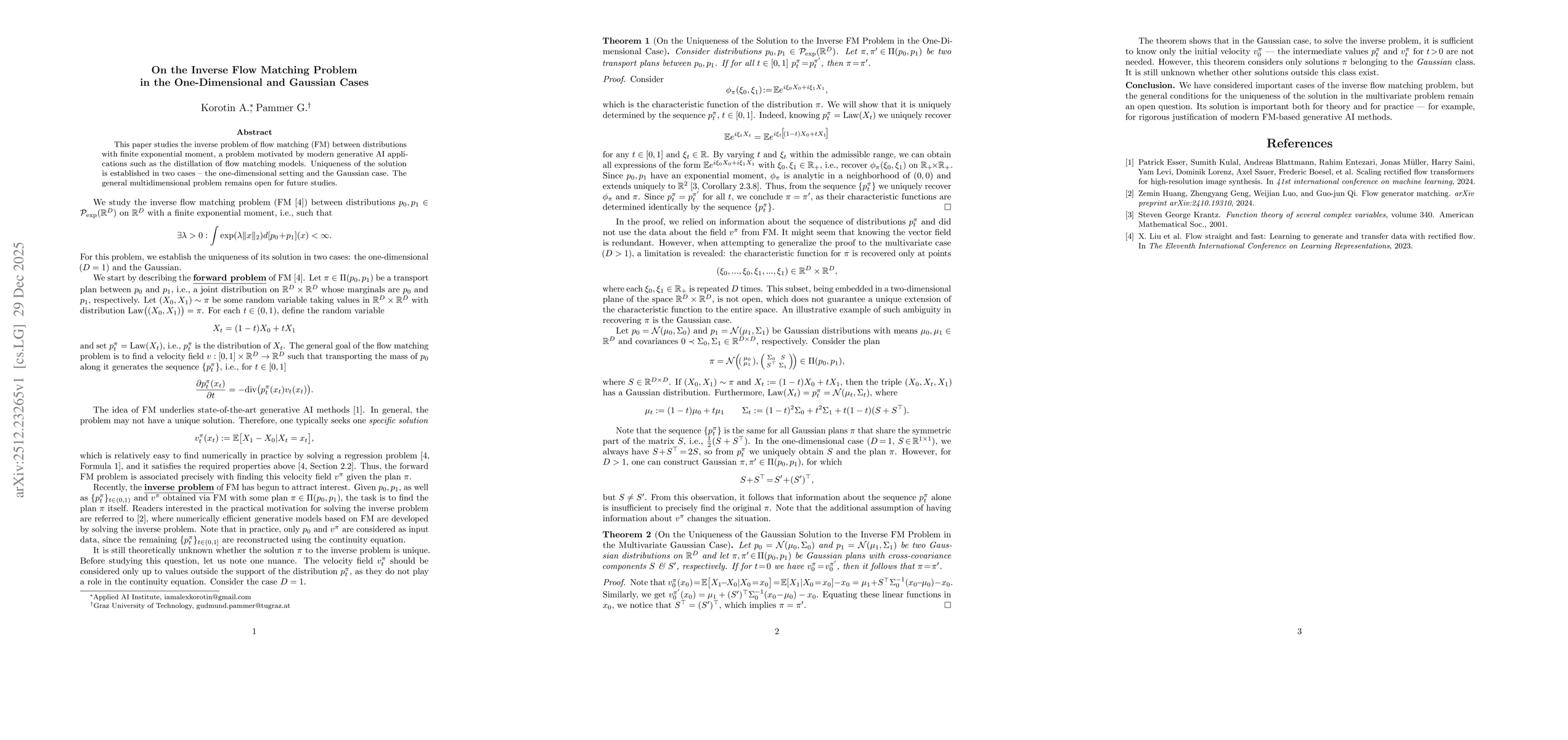 Thumbnail for On the Inverse Flow Matching Problem in the One-Dimensional and Gaussian Cases