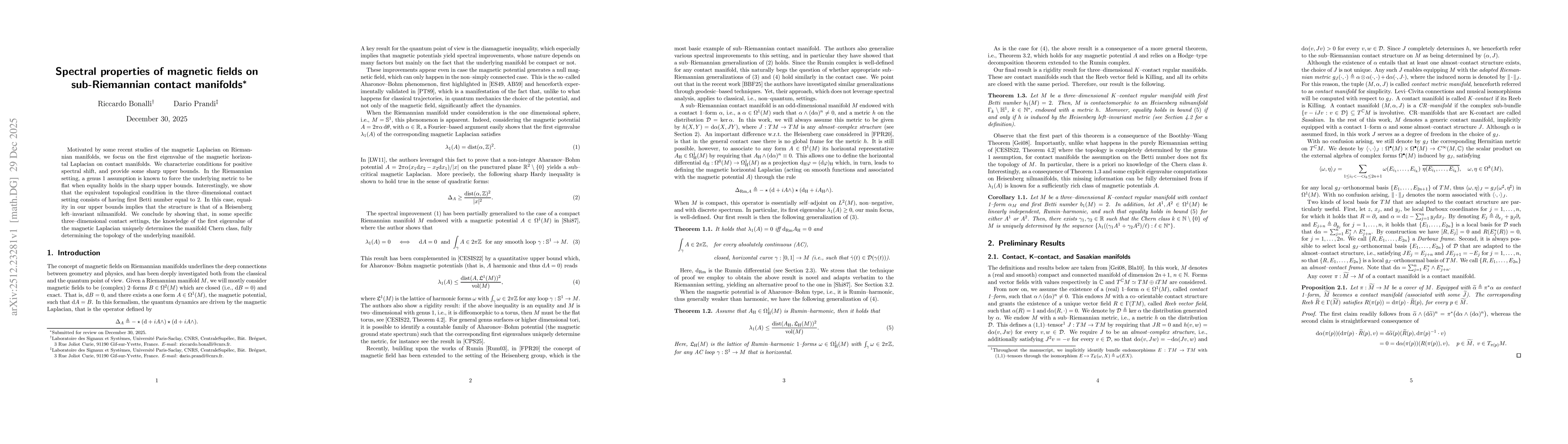 Thumbnail for Spectral properties of magnetic fields on sub-Riemannian contact manifolds