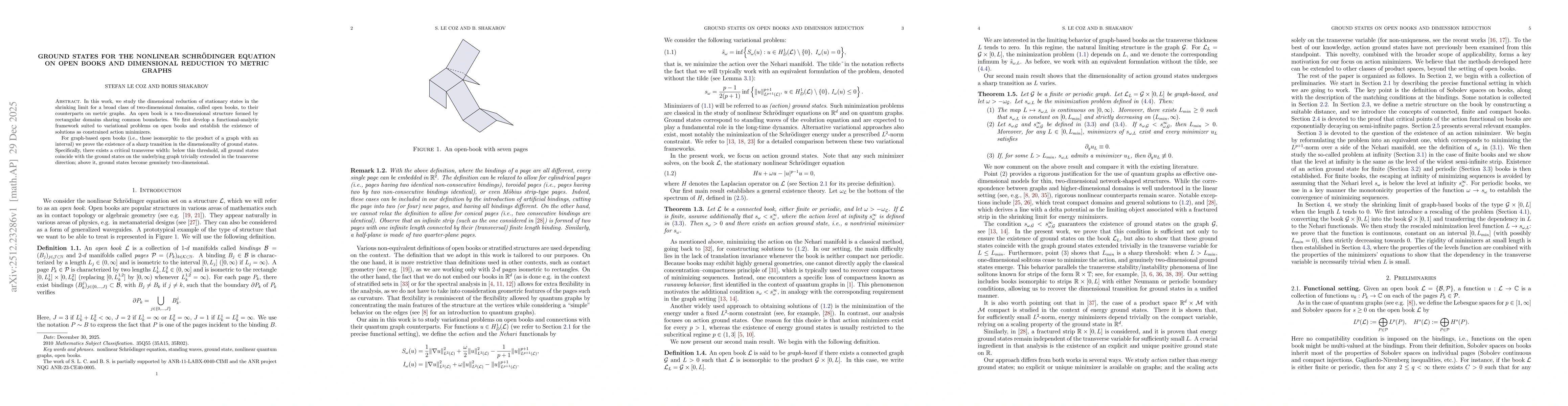 Thumbnail for Ground States for the Nonlinear Schr{ö}dinger Equation on Open Books and Dimensional Reduction to Metric Graphs