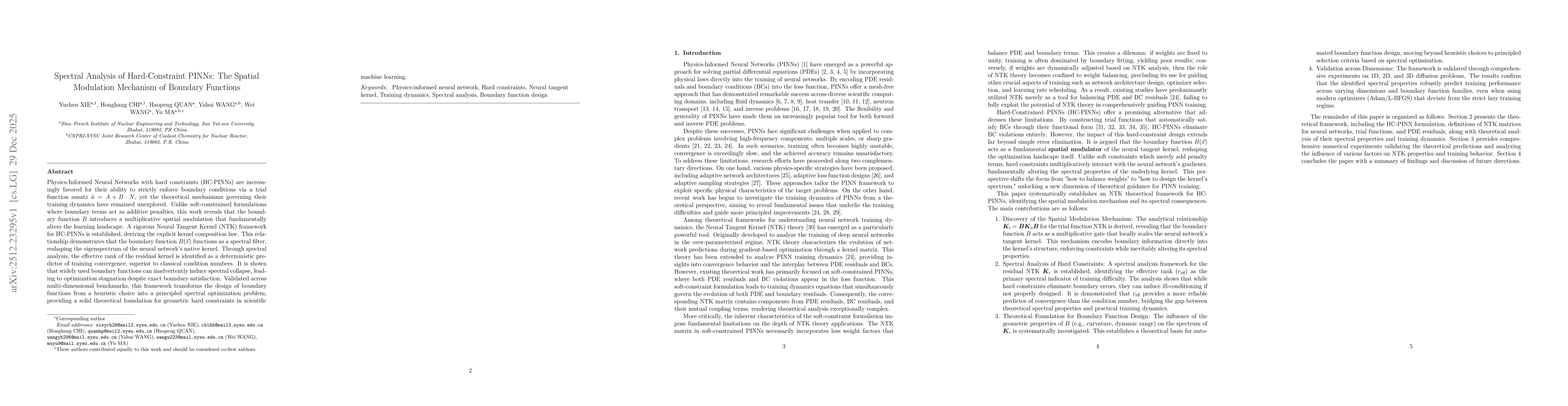 Thumbnail for Spectral Analysis of Hard-Constraint PINNs: The Spatial Modulation Mechanism of Boundary Functions