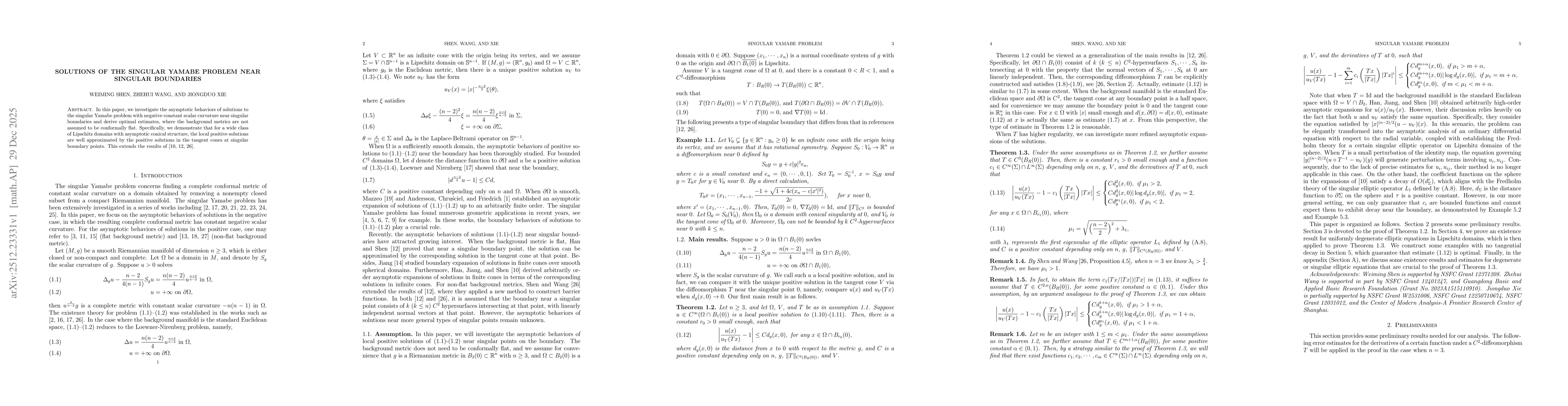 Thumbnail for Solutions of the singular Yamabe problem near singular boundaries