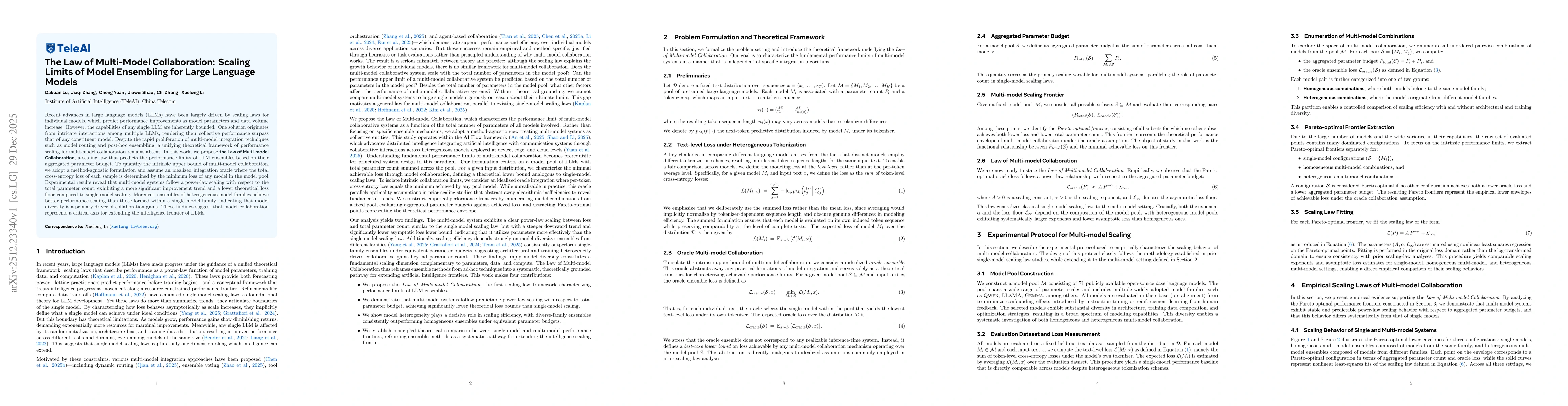 Thumbnail for The Law of Multi-Model Collaboration: Scaling Limits of Model Ensembling for Large Language Models