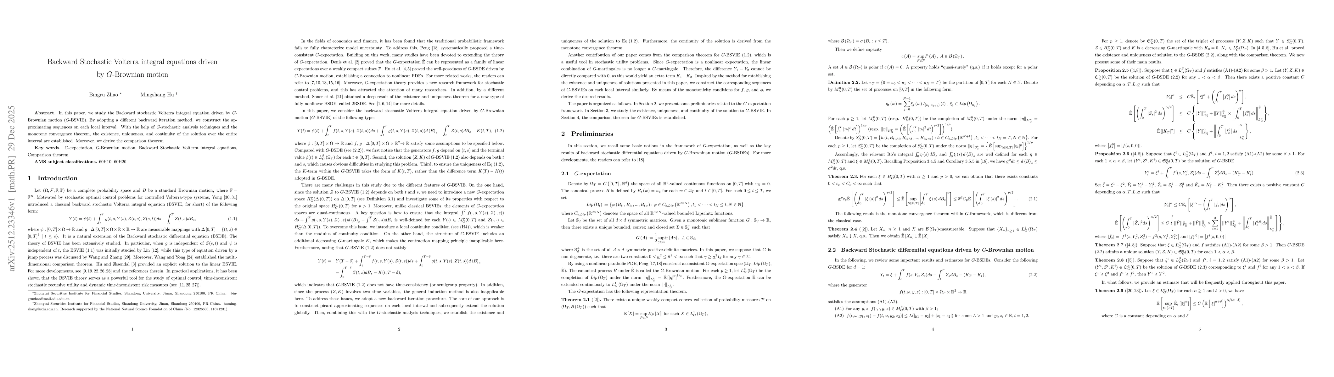Thumbnail for Backward Stochastic Volterra integral equations driven by G-Brownian motion