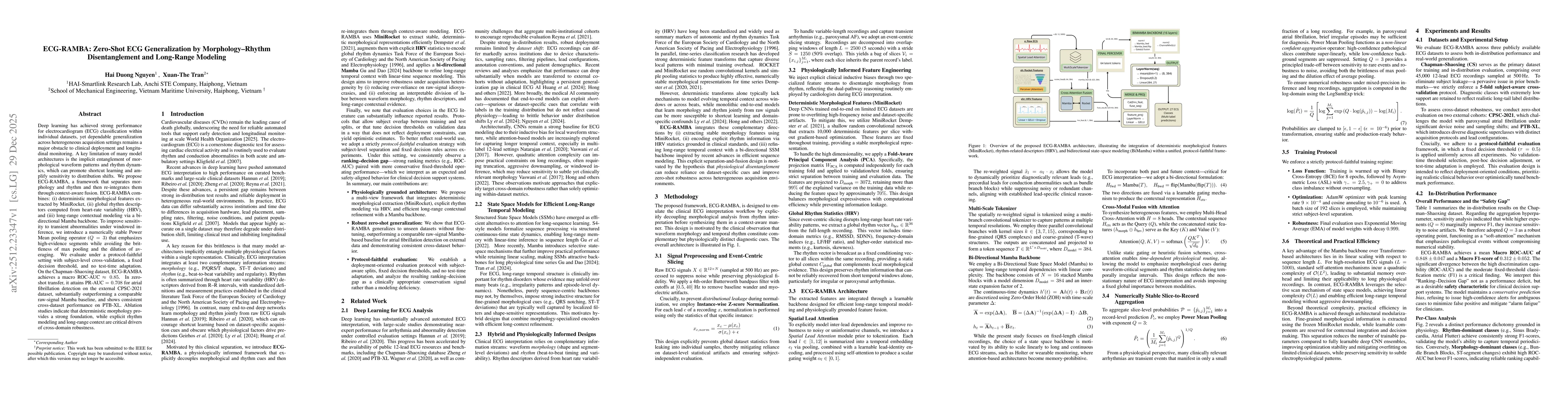Thumbnail for ECG-RAMBA: Zero-Shot ECG Generalization by Morphology-Rhythm Disentanglement and Long-Range Modeling