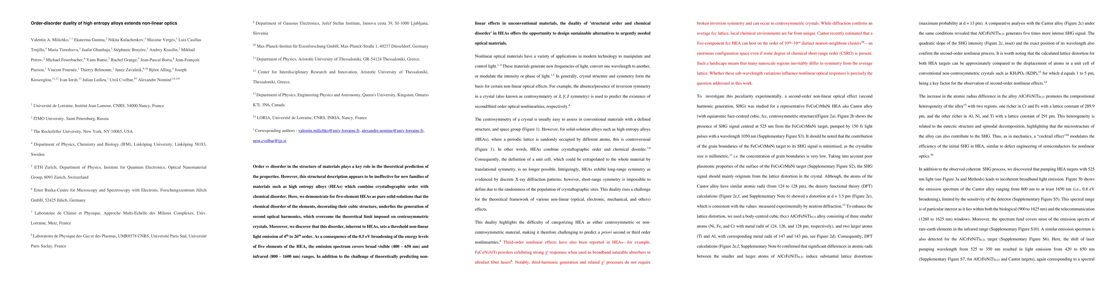 Thumbnail for Order-disorder duality of high entropy alloys extends non-linear optics