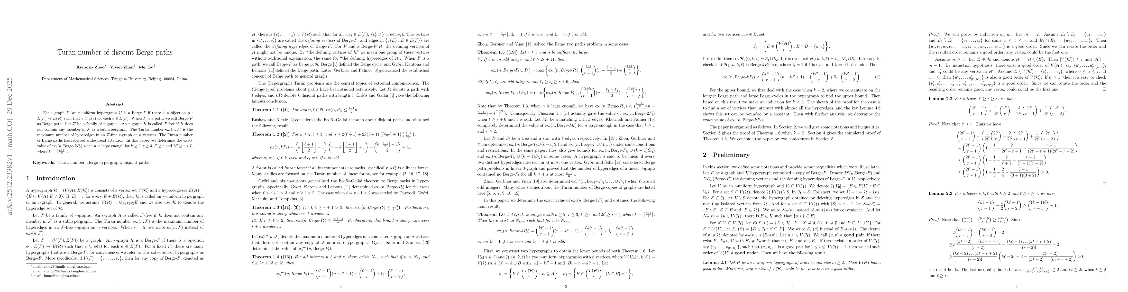 Thumbnail for Turán number of disjoint Berge paths
