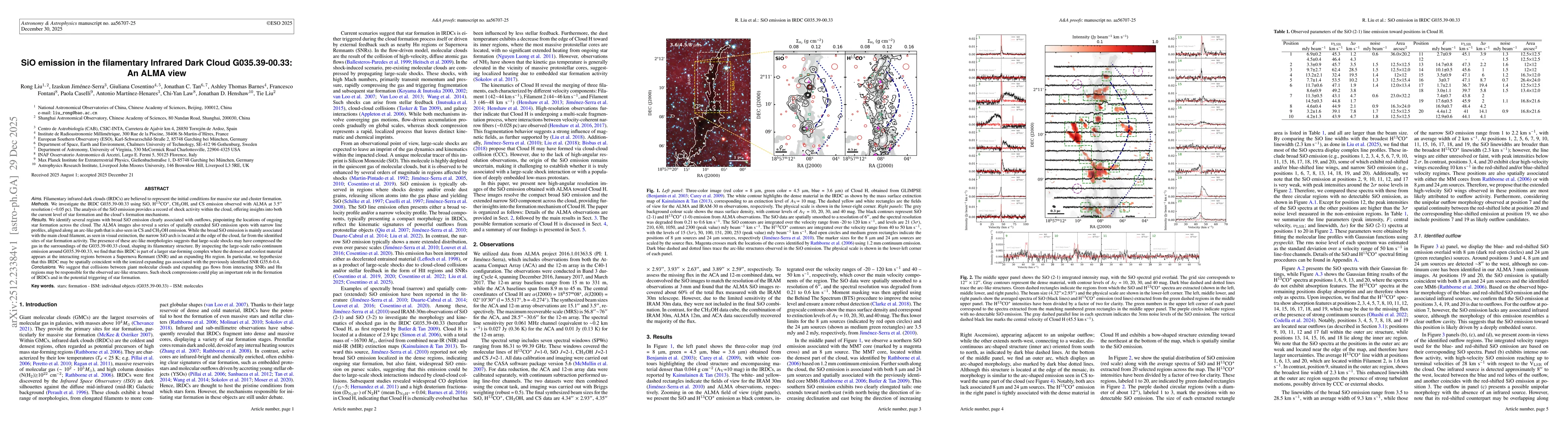 Thumbnail for SiO emission in the filamentary Infrared Dark Cloud G035.39-00.33: An ALMA view