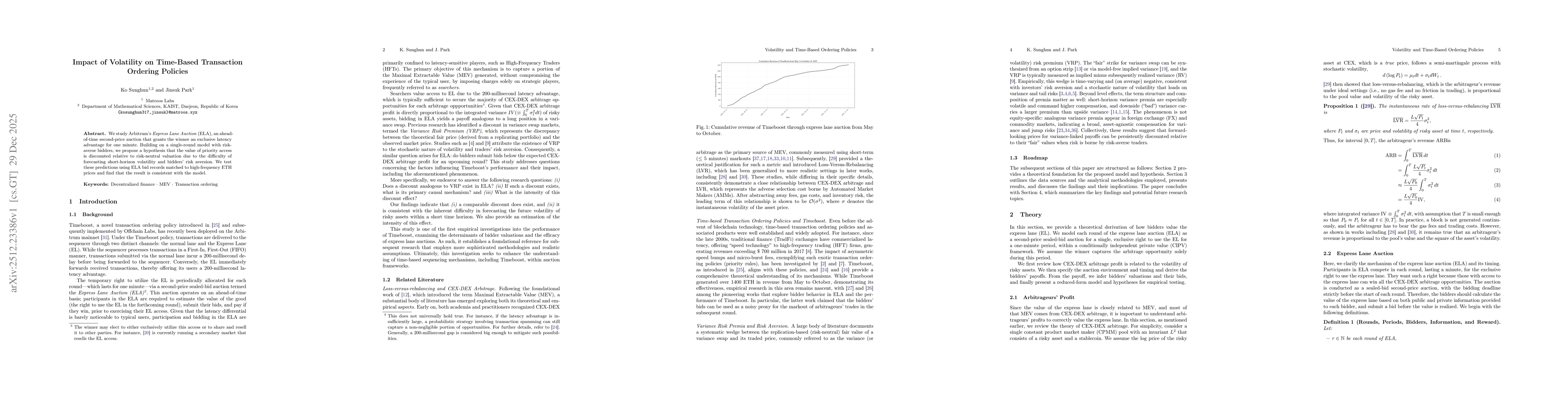 Thumbnail for Impact of Volatility on Time-Based Transaction Ordering Policies