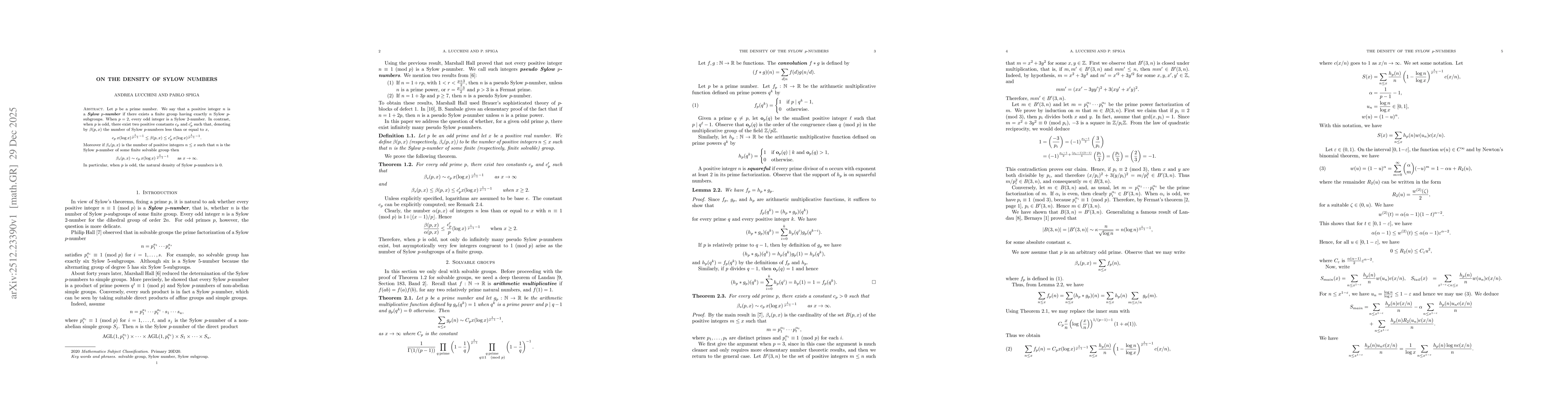 Thumbnail for On the density of Sylow numbers