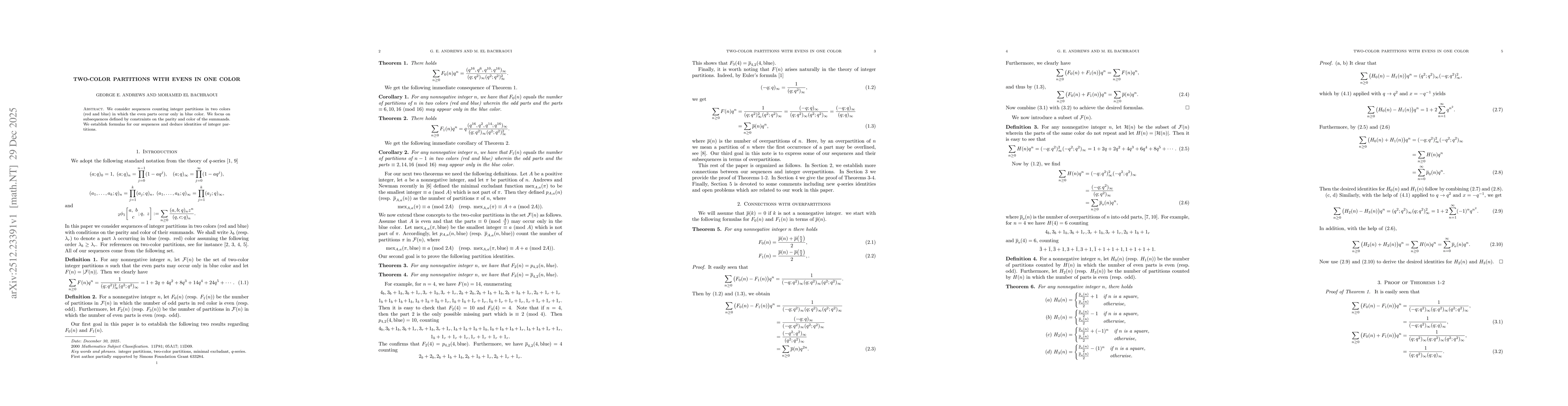 Thumbnail for Two-color partitions with evens in one color