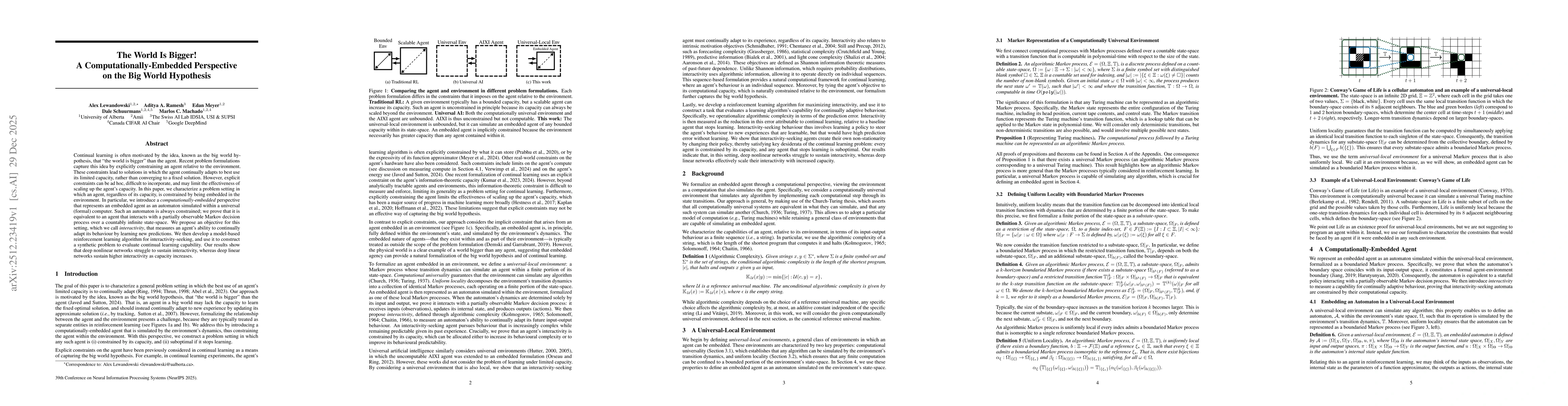 Thumbnail for The World Is Bigger! A Computationally-Embedded Perspective on the Big World Hypothesis