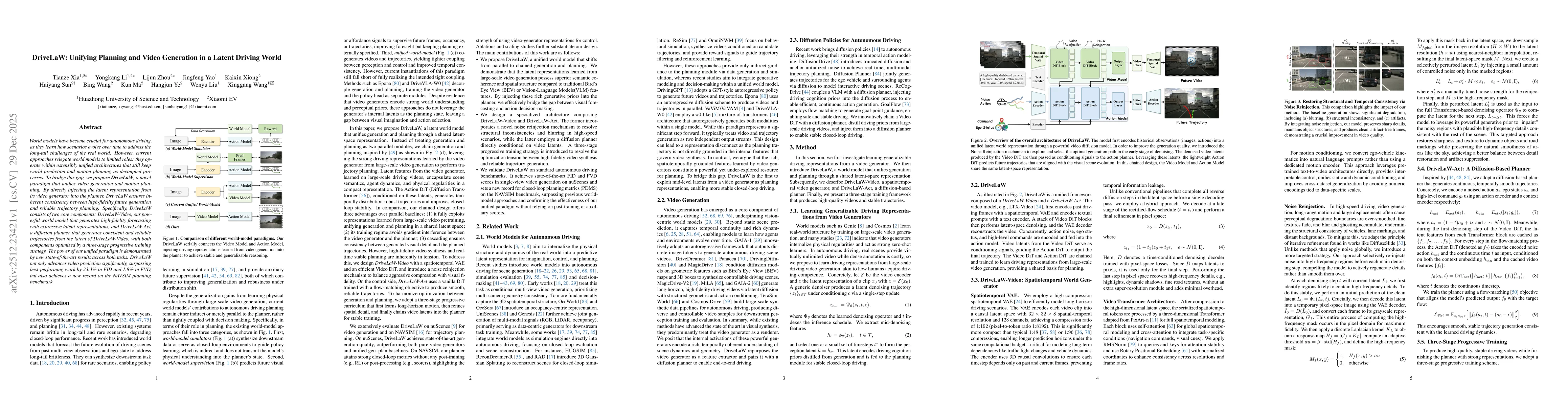 Thumbnail for DriveLaW:Unifying Planning and Video Generation in a Latent Driving World