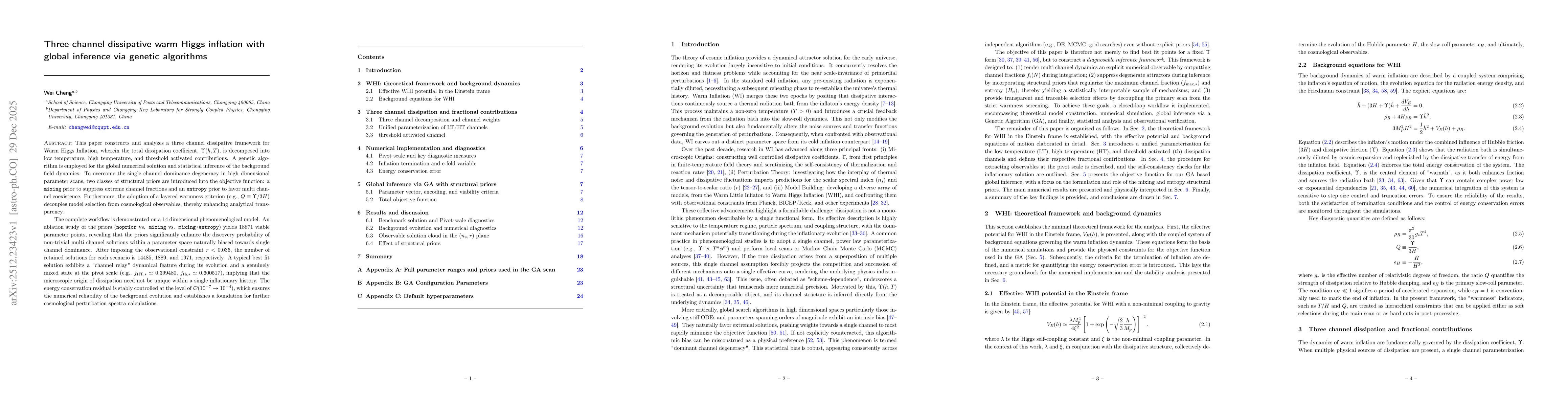 Thumbnail for Three channel dissipative warm Higgs inflation with global inference via genetic algorithms