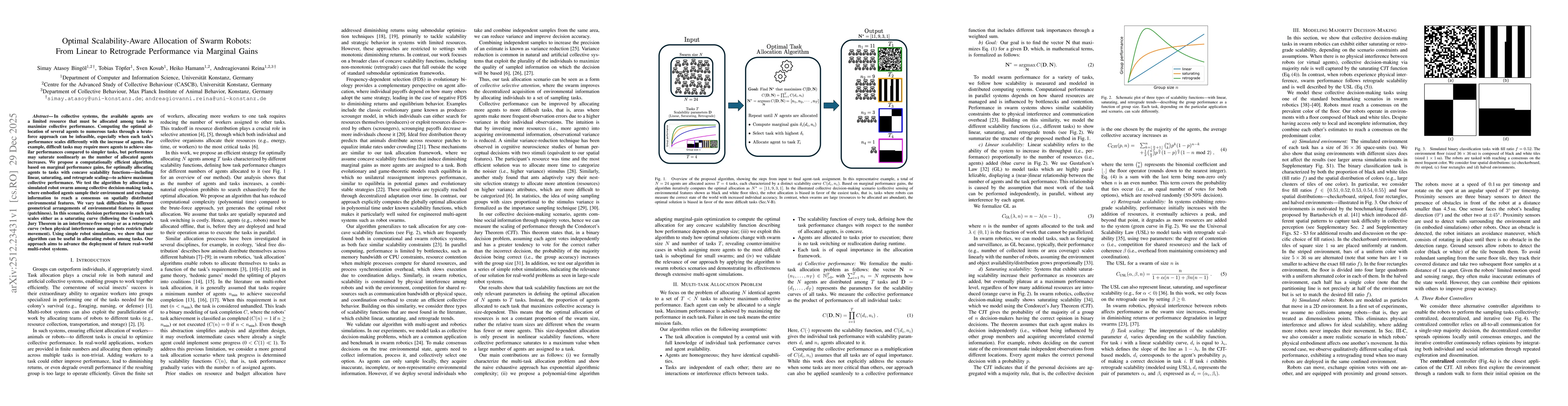 Thumbnail for Optimal Scalability-Aware Allocation of Swarm Robots: From Linear to Retrograde Performance via Marginal Gains