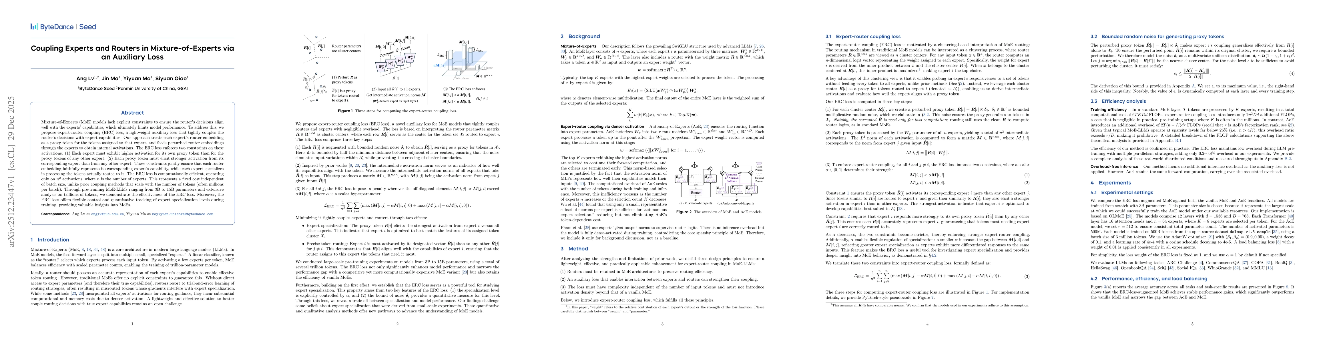Thumbnail for Coupling Experts and Routers in Mixture-of-Experts via an Auxiliary Loss