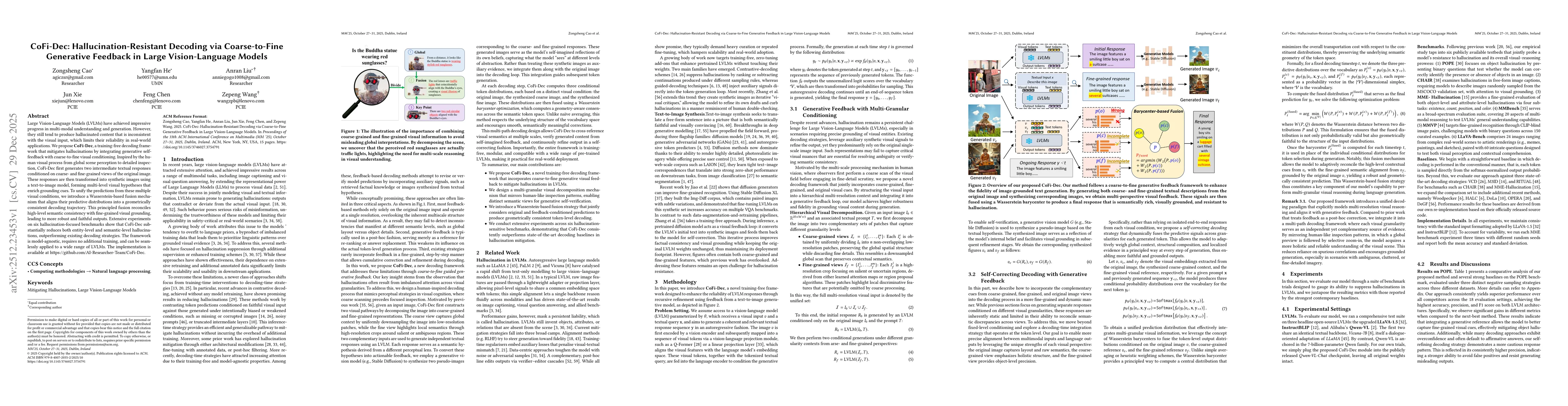 Thumbnail for CoFi-Dec: Hallucination-Resistant Decoding via Coarse-to-Fine Generative Feedback in Large Vision-Language Models