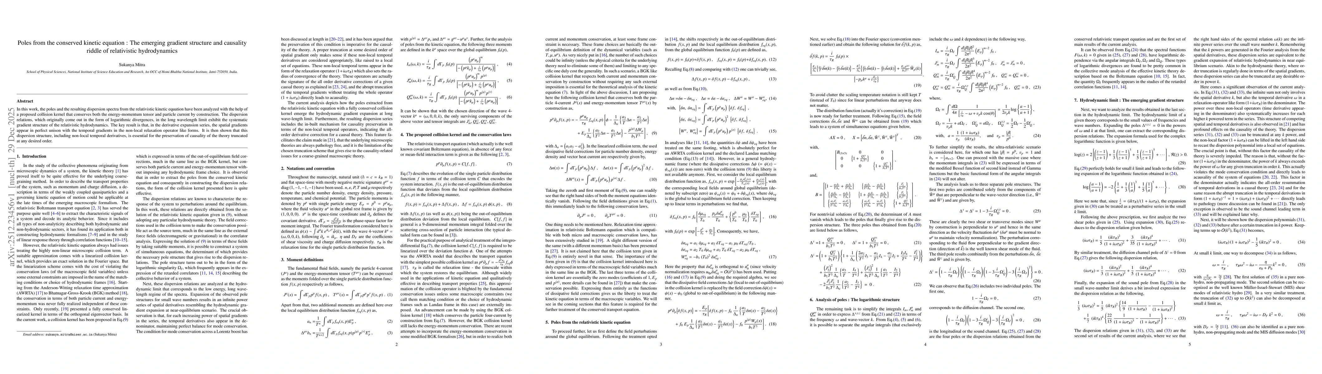 Thumbnail for Poles from the conserved kinetic equation : The emerging gradient structure and causality riddle of relativistic hydrodynamics
