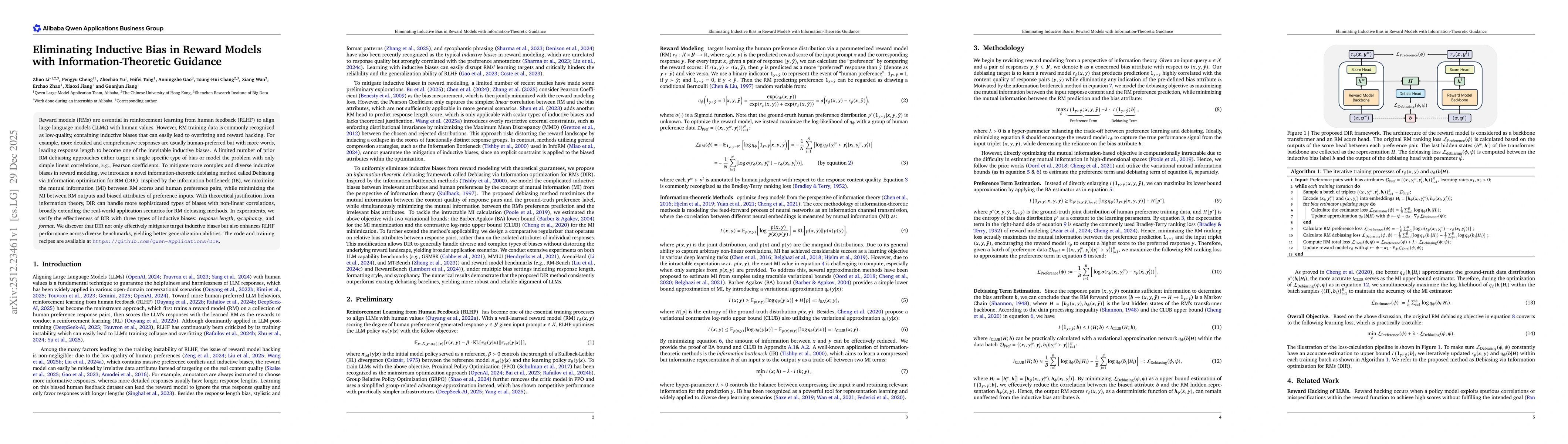 Thumbnail for Eliminating Inductive Bias in Reward Models with Information-Theoretic Guidance