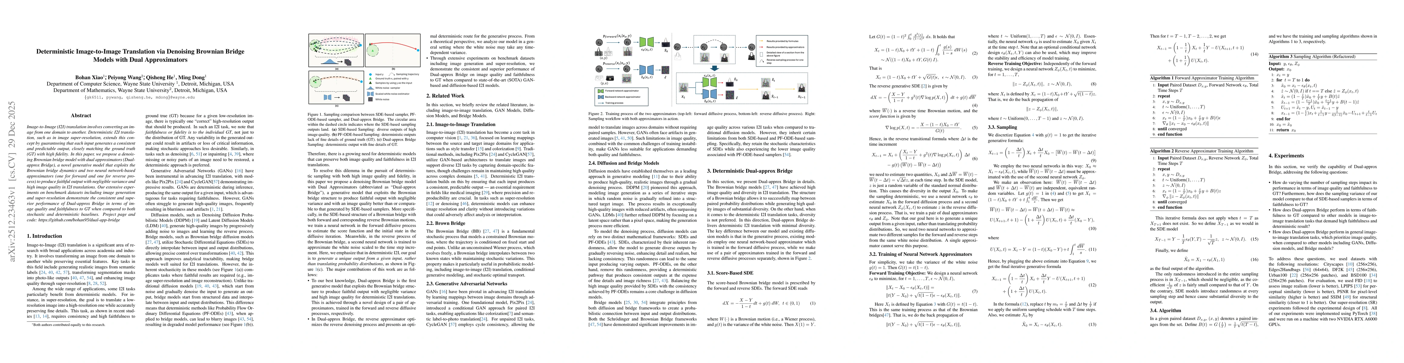 Thumbnail for Deterministic Image-to-Image Translation via Denoising Brownian Bridge Models with Dual Approximators