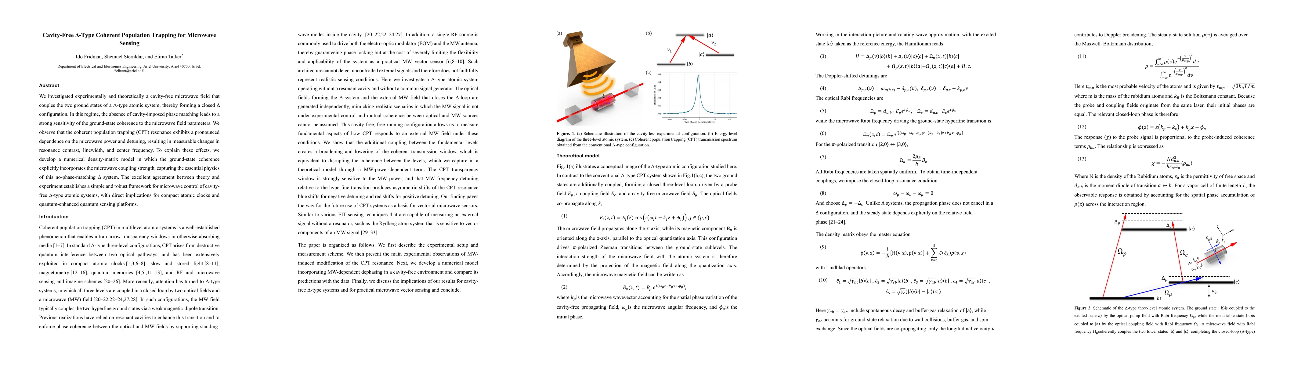 Thumbnail for Cavity-Free $Δ$-Type Coherent Population Trapping for Microwave Sensing