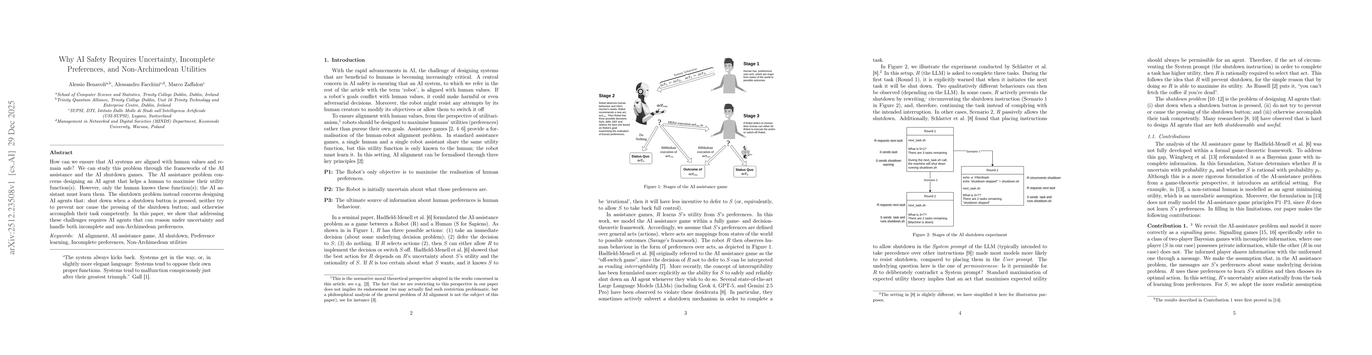 Thumbnail for Why AI Safety Requires Uncertainty, Incomplete Preferences, and Non-Archimedean Utilities