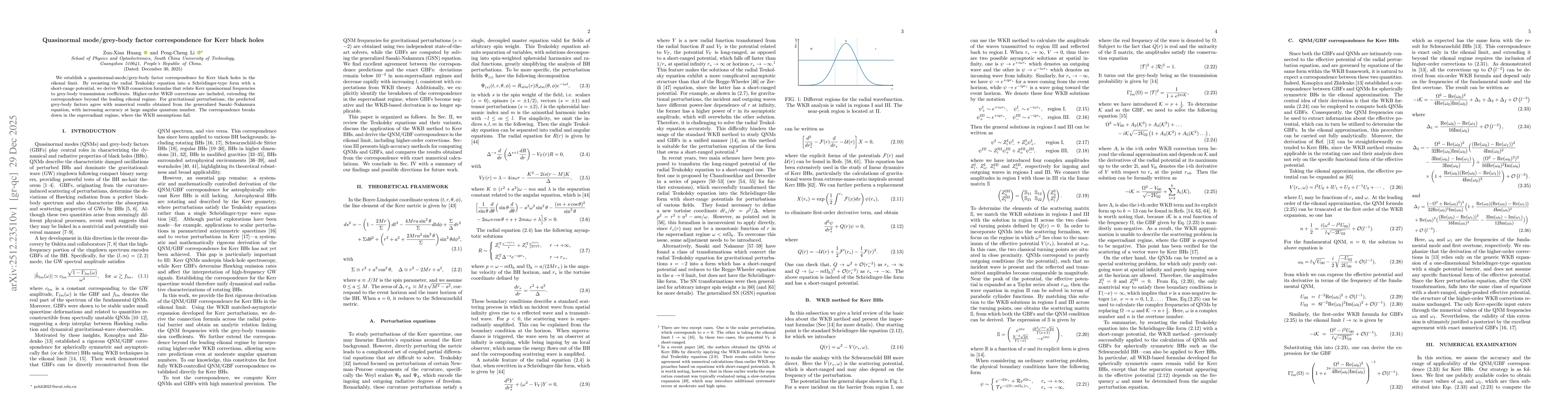 Thumbnail for Quasinormal mode/grey-body factor correspondence for Kerr black holes
