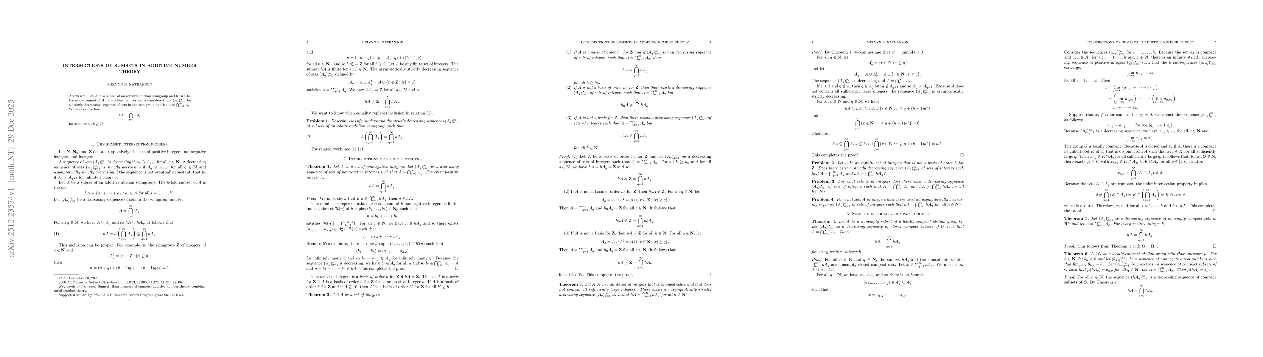 Thumbnail for Intersections of sumsets in additive number theory