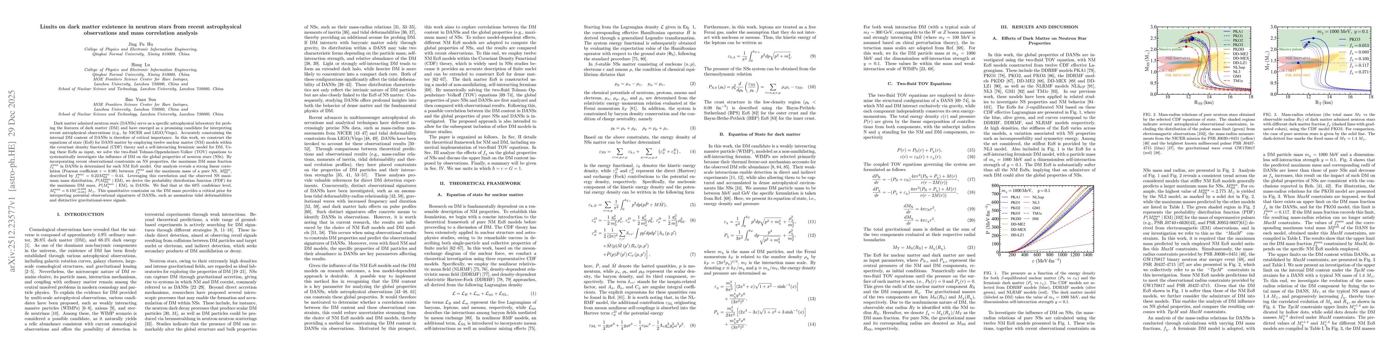 Thumbnail for Limits on dark matter existence in neutron stars from recent astrophysical observations and mass correlation analysis