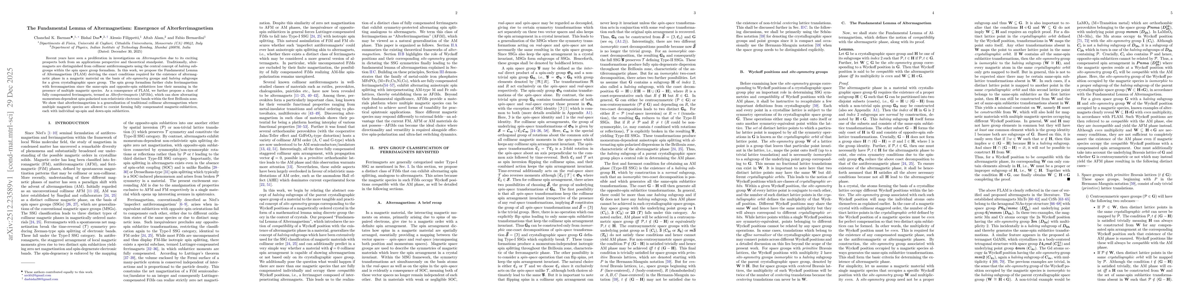 Thumbnail for The Fundamental Lemma of Altermagnetism: Emergence of Alterferrimagnetism