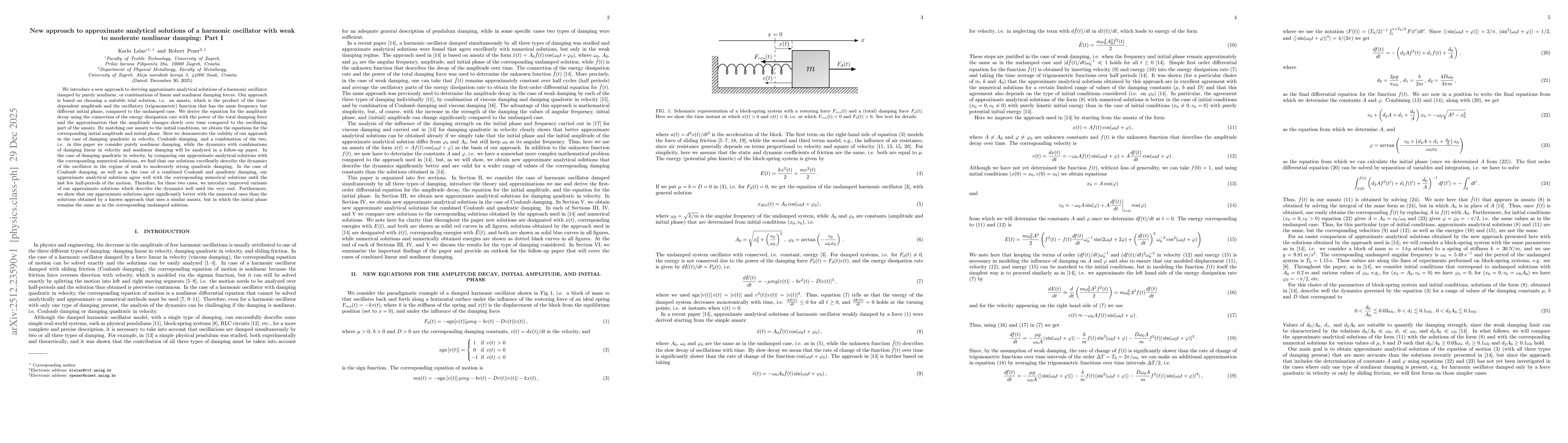 Thumbnail for New approach to approximate analytical solutions of a harmonic oscillator with weak to moderate nonlinear damping: Part I