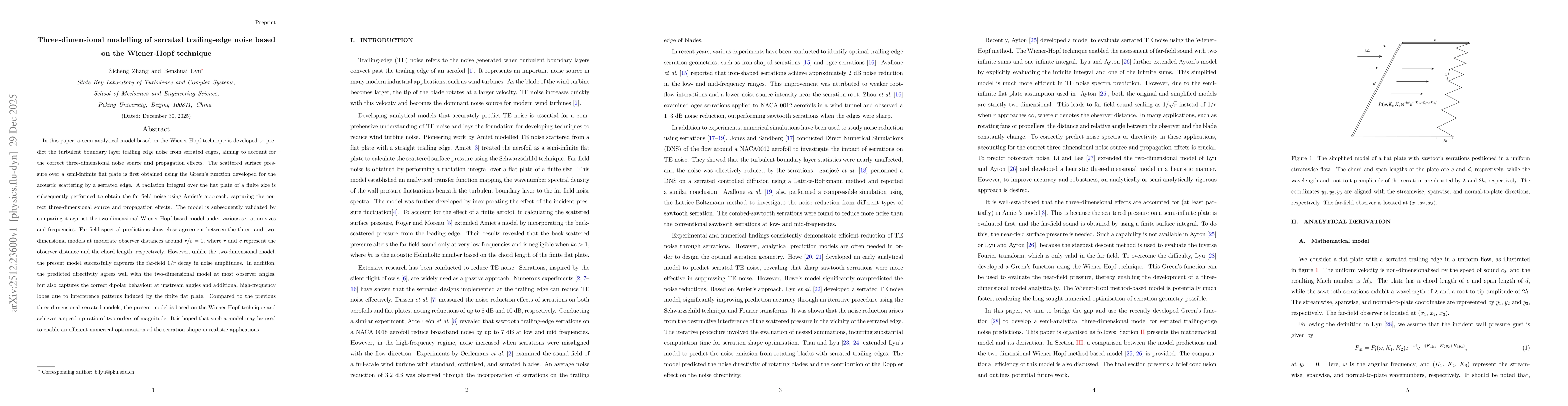 Thumbnail for Three-dimensional modelling of serrated trailing-edge noise based on the Wiener-Hopf technique