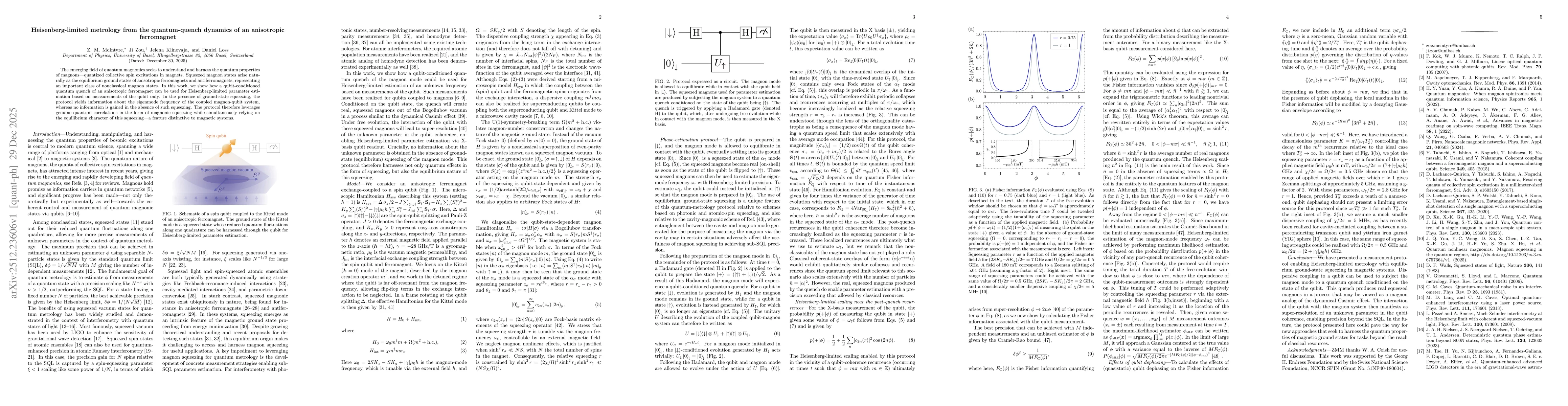 Thumbnail for Heisenberg-limited metrology from the quantum-quench dynamics of an anisotropic ferromagnet
