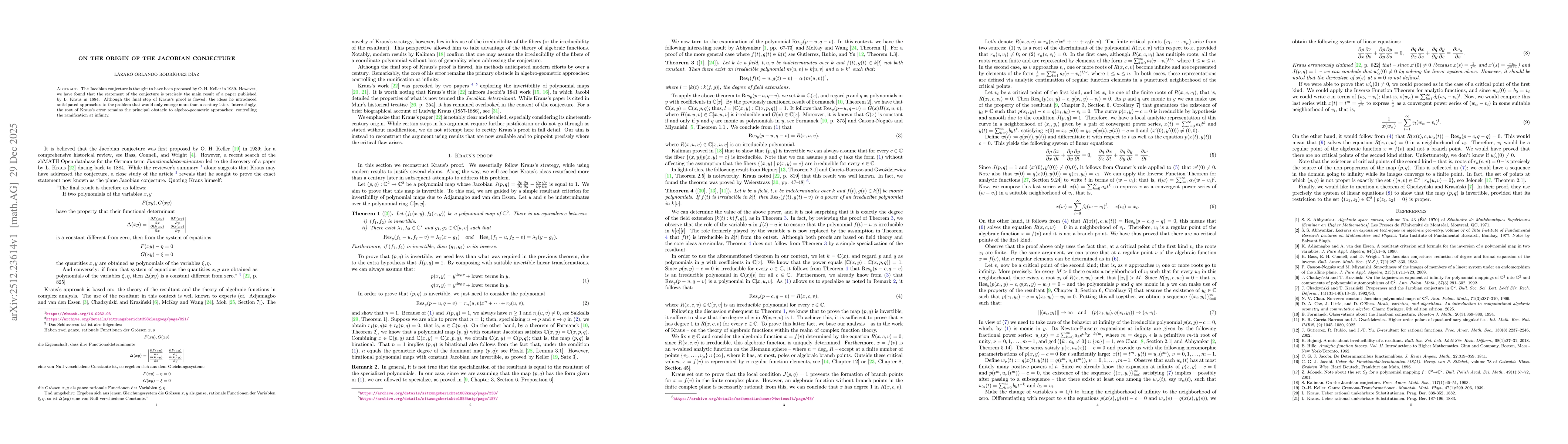 Thumbnail for On the origin of the Jacobian conjecture