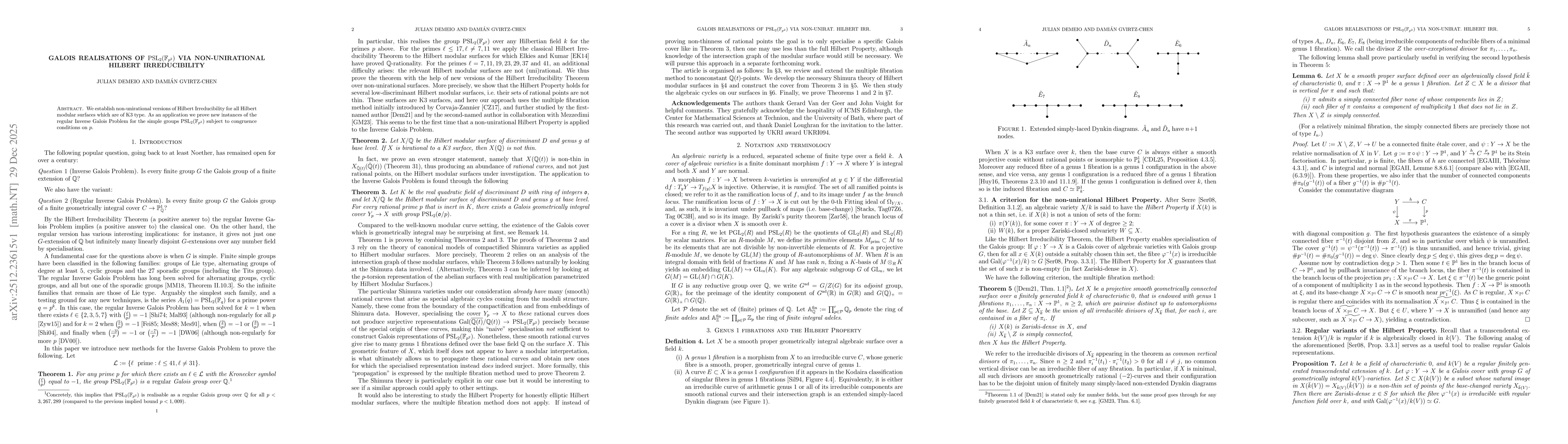 Thumbnail for Galois Realisations of $\operatorname{PSL}_2(\mathbb{F}_{p^2})$ via non-unirational Hilbert Irreducibility
