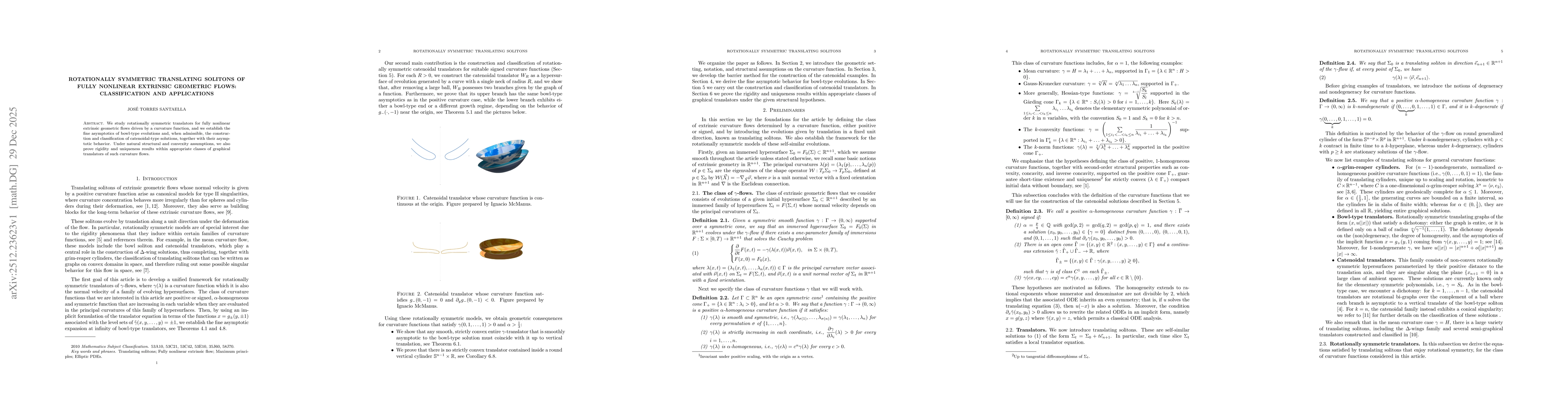 Thumbnail for Rotationally symmetric translating solitons of fully nonlinear extrinsic geometric flows: Classification and Applications